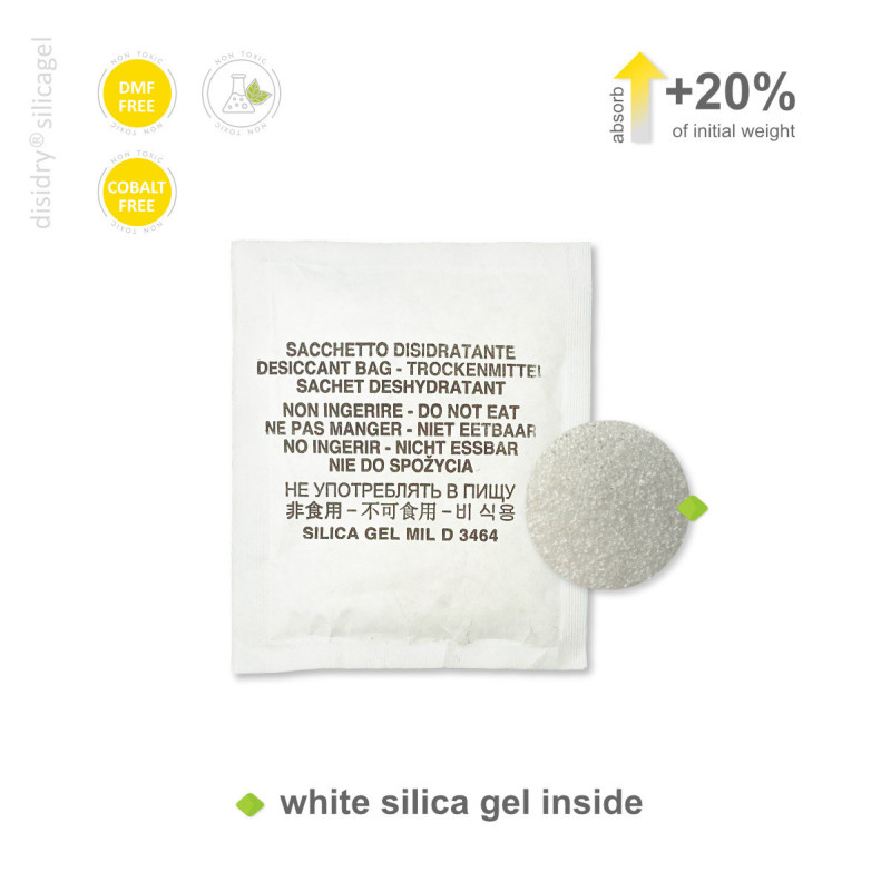 Desecante O Gel De Sílice En Envases De Papel Blanco Y Extendido Sobre