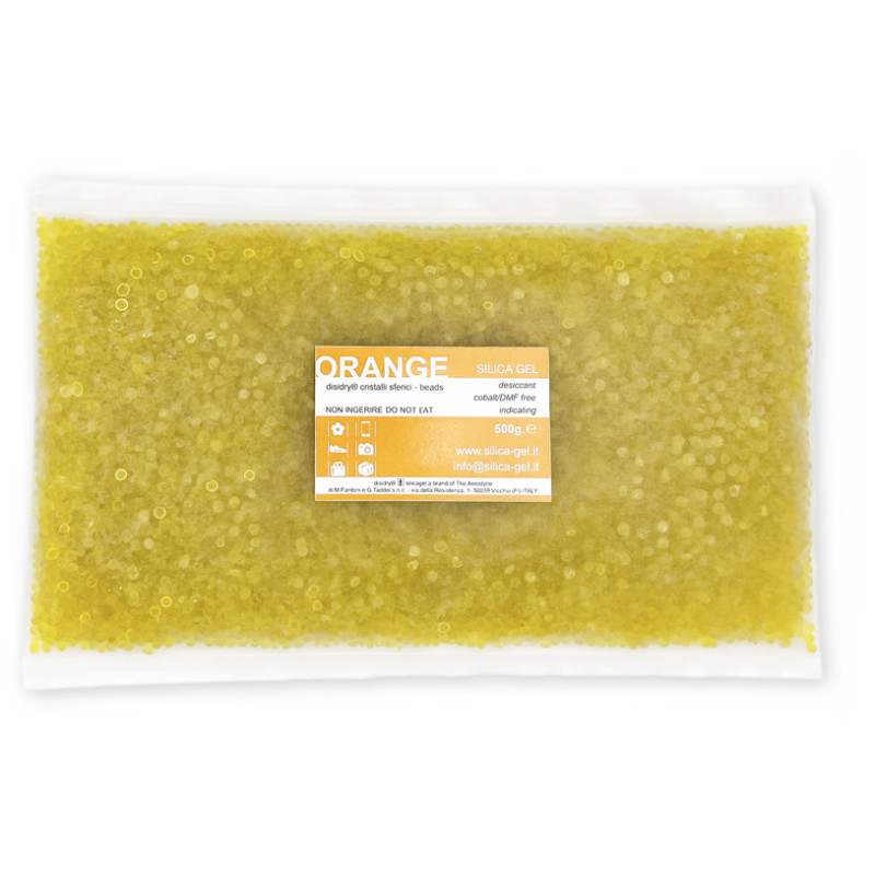 500 gr silica gel Orange indicating  - heat-sealed HDPE bags