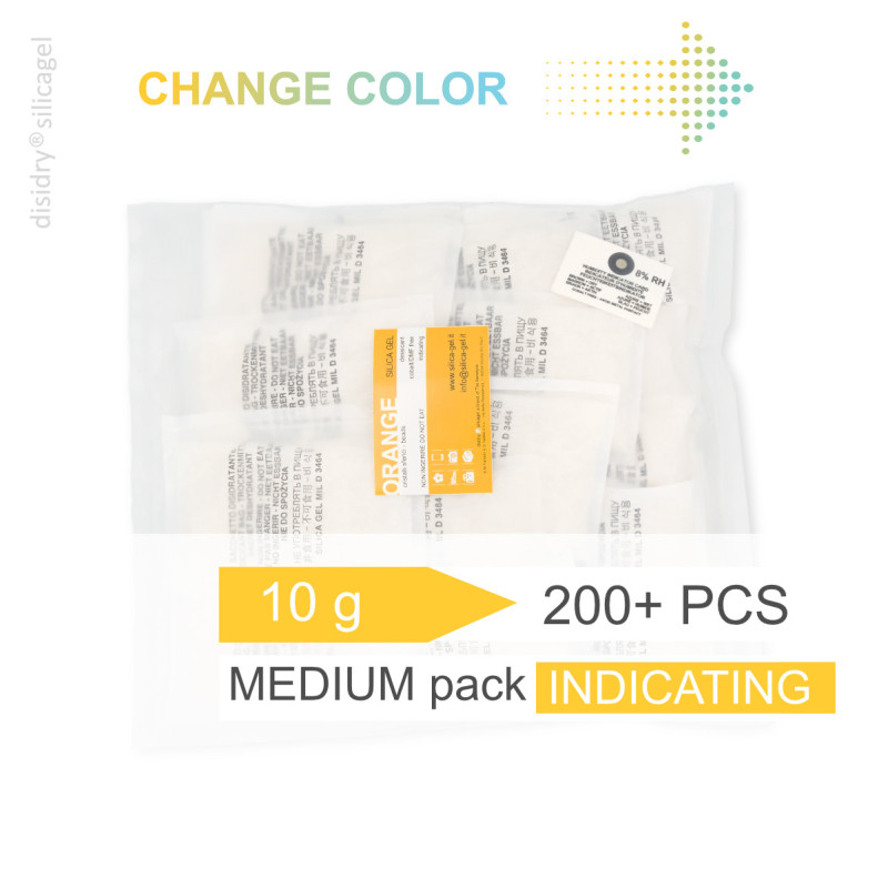 Sobre 10 g | 200 piezas indicating gel de sílice | MEDIUM pack Sobre 10 g | 200 piezas indicating gel de sílice | MEDIUM pack
